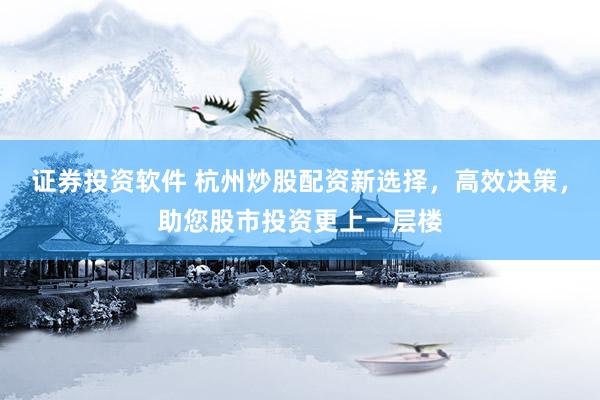 证券投资软件 杭州炒股配资新选择，高效决策，助您股市投资更上一层楼