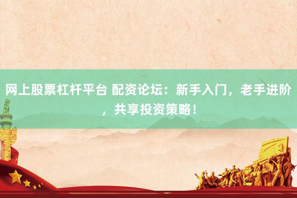 网上股票杠杆平台 配资论坛：新手入门，老手进阶，共享投资策略！