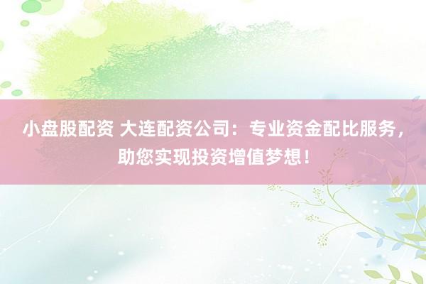 小盘股配资 大连配资公司：专业资金配比服务，助您实现投资增值梦想！