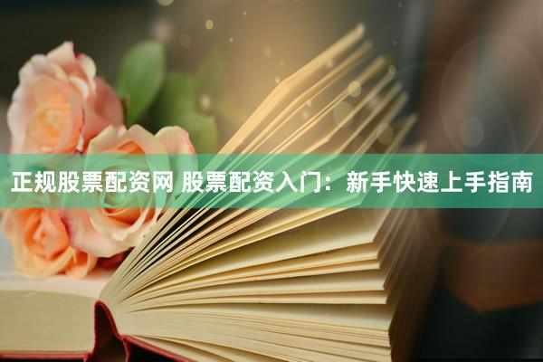 正规股票配资网 股票配资入门：新手快速上手指南