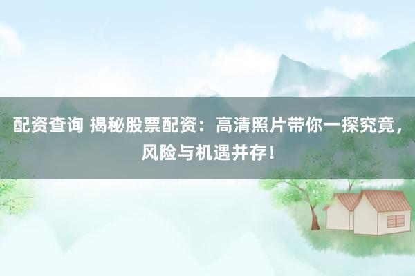 配资查询 揭秘股票配资：高清照片带你一探究竟，风险与机遇并存！