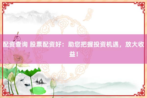 配资查询 股票配资好：助您把握投资机遇，放大收益！