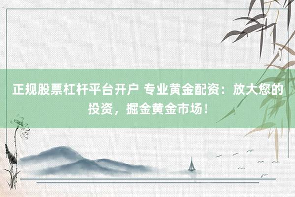 正规股票杠杆平台开户 专业黄金配资：放大您的投资，掘金黄金市场！