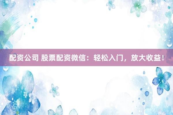 配资公司 股票配资微信：轻松入门，放大收益！