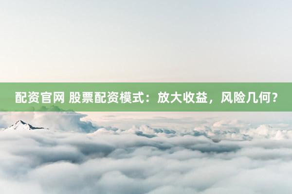 配资官网 股票配资模式：放大收益，风险几何？