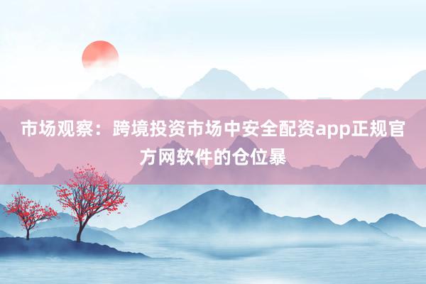 市场观察:跨境投资市场中安全配资app正规官方网软件的仓位暴