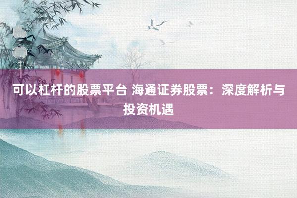 可以杠杆的股票平台 海通证券股票：深度解析与投资机遇