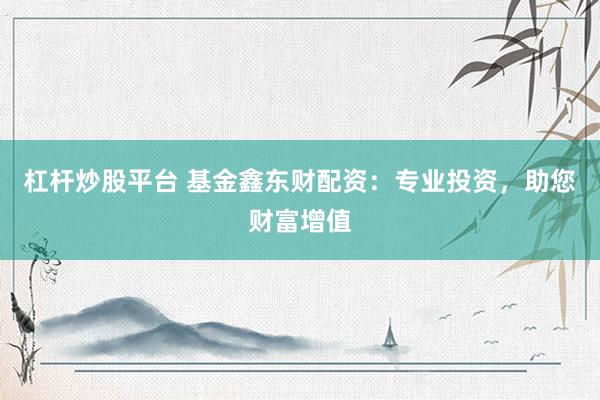 杠杆炒股平台 基金鑫东财配资：专业投资，助您财富增值