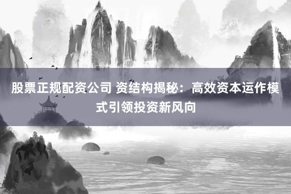 股票正规配资公司 资结构揭秘：高效资本运作模式引领投资新风向