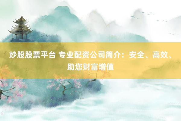炒股股票平台 专业配资公司简介：安全、高效、助您财富增值