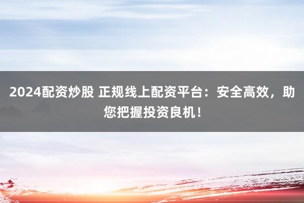 2024配资炒股 正规线上配资平台：安全高效，助您把握投资良机！