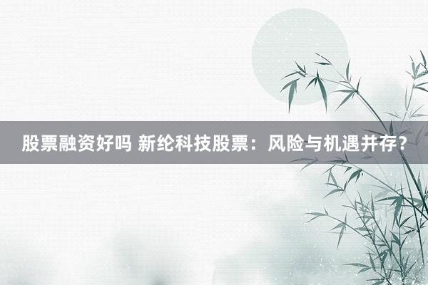 股票融资好吗 新纶科技股票：风险与机遇并存？
